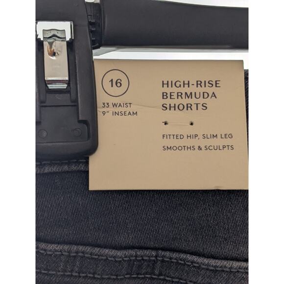 High Rise Bermuda Jean Shorts‎ Slim Leg Raw Hem Universal Thread Denim Gray 16 - Picture 4 of 11